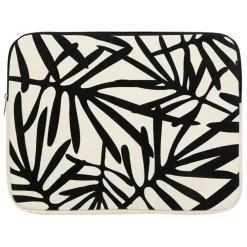 Housse ordinateur 14" arty folk blanc+noir 36x28cm polyester+coton