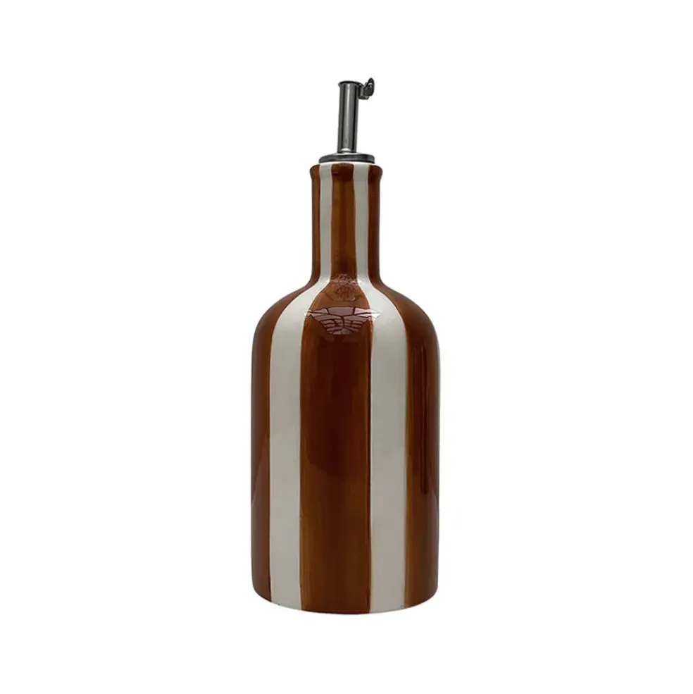 Huilier en faïence rayé marron h22cm