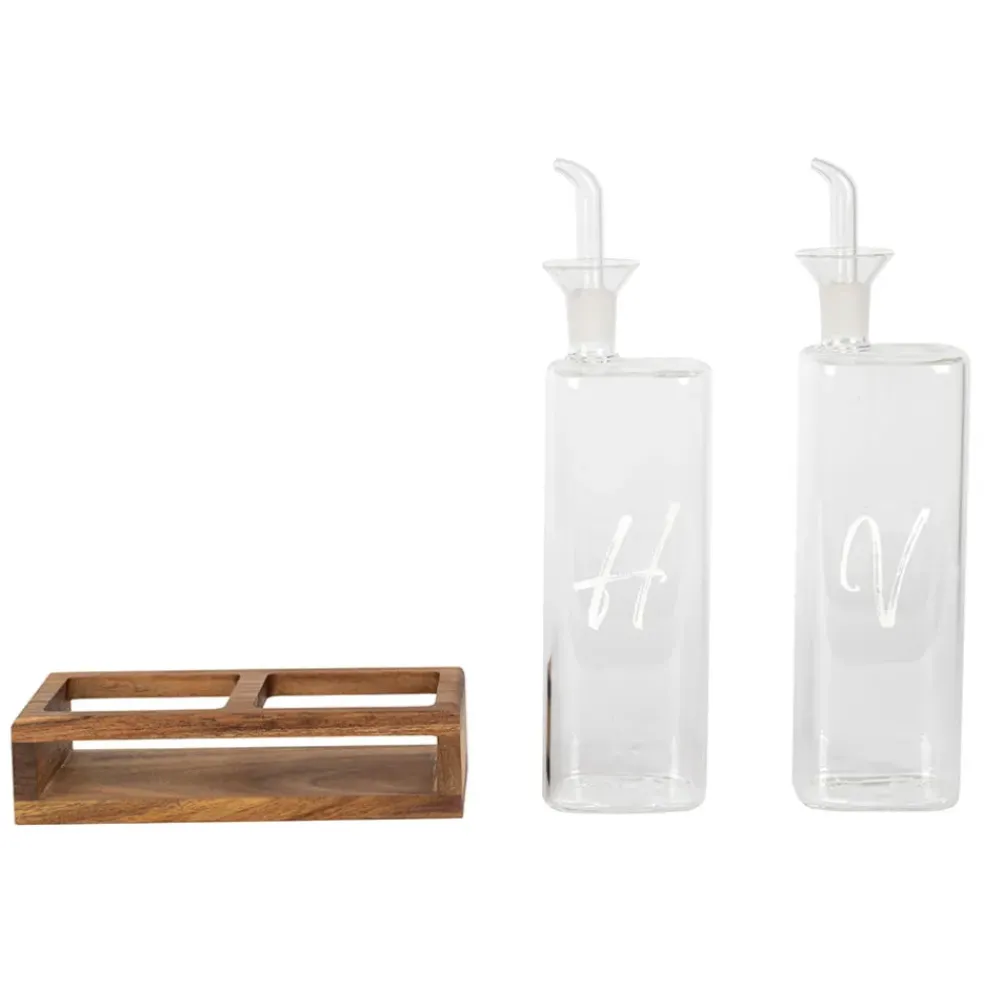 Huilier vinaigrier en verre borosilicate blanc avec support 45cl - Voidita