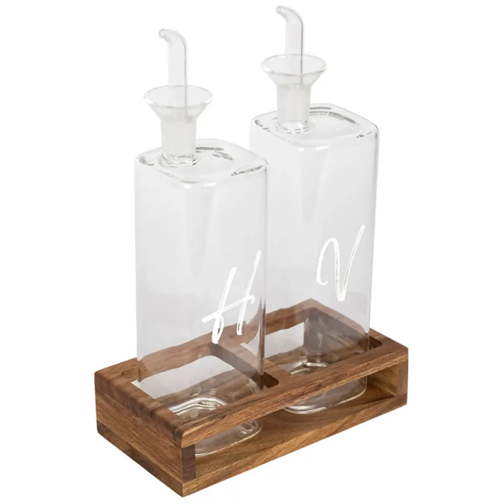 Huilier vinaigrier en verre borosilicate blanc avec support 45cl - Voidita