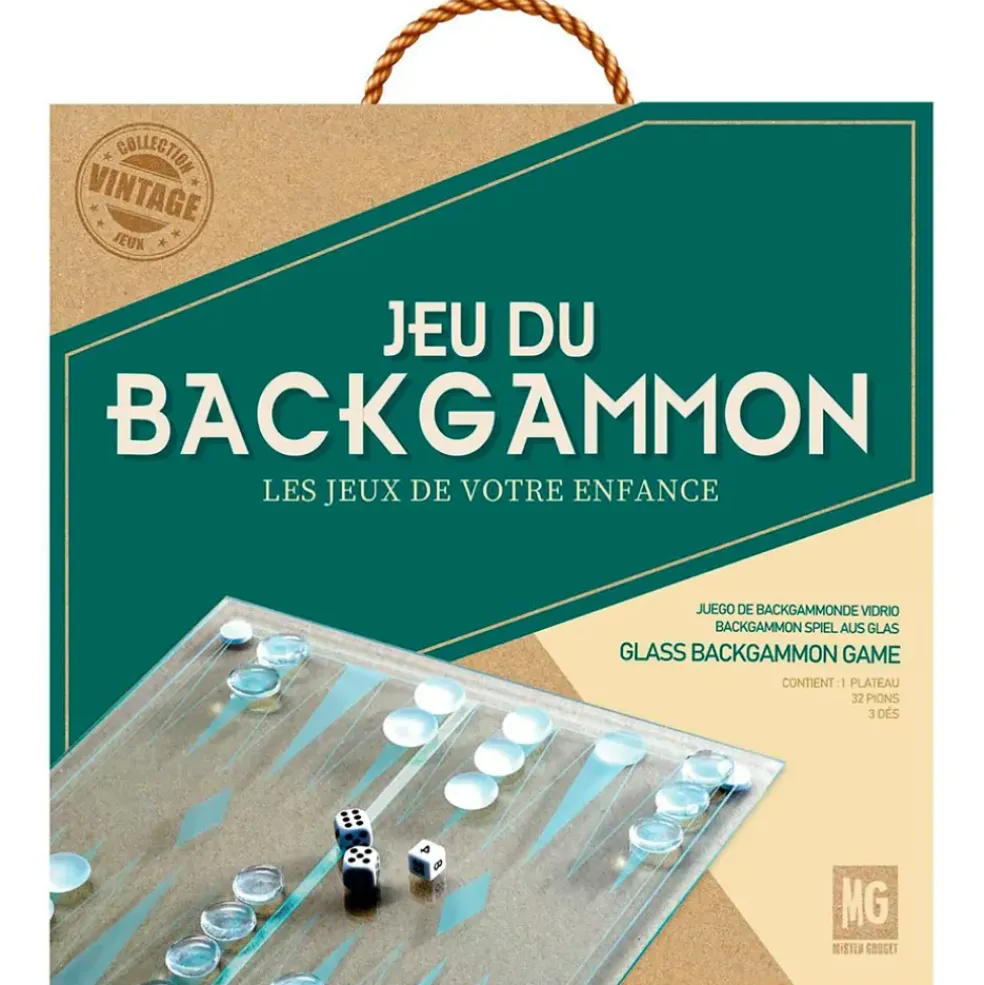 Jeu de backgammon en verre 28x28cm