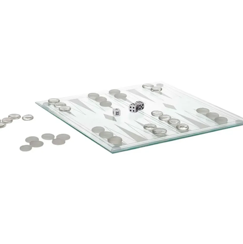 Jeu de backgammon en verre 28x28cm