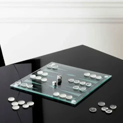 Jeu de backgammon en verre 28x28cm