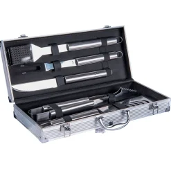Kit Barbecue 5 ustensiles en inox argenté