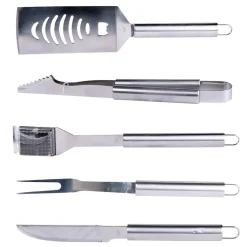 Kit Barbecue 5 ustensiles en inox argenté