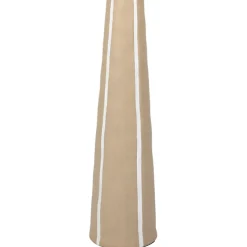 Lampadaire en céramique et lin brun et écru h103cm - Paese