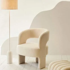 Lampadaire en marbre et fer blanc h150cm - Organic