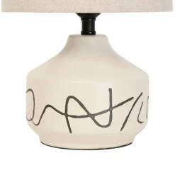 Lampe en porcelaine et lin h33cm beige - visionnary