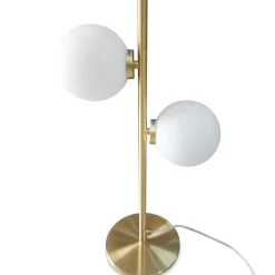 Lampe 2 globes en verre opaline doré - edmond