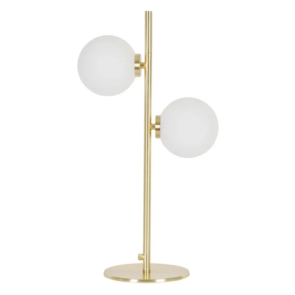 Lampe 2 globes en verre opaline doré - edmond