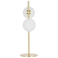 Lampe 2 globes en verre opaline doré - edmond