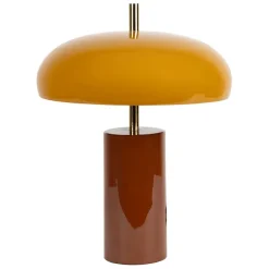 Lampe champignon en fer brun et moutarde h40cm - Arty