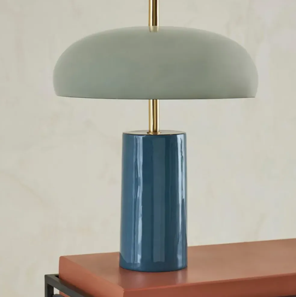 Lampe champignon en fer bleu d30xh40cm - Arty