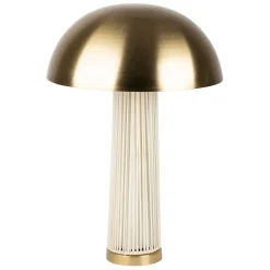 Lampe champignon en fer et nylon h58cm blanc et doré - Champart