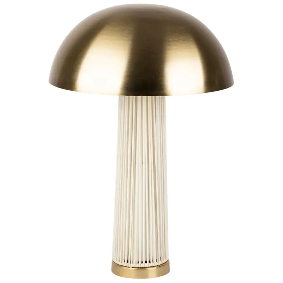Lampe champignon en fer et nylon h58cm blanc et doré - Champart
