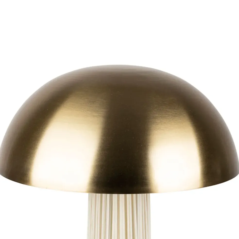 Lampe champignon en fer et nylon h58cm blanc et doré - Champart