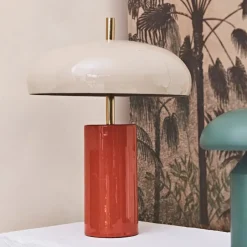 Lampe champignon en fer orange d30xh40cm - Arty