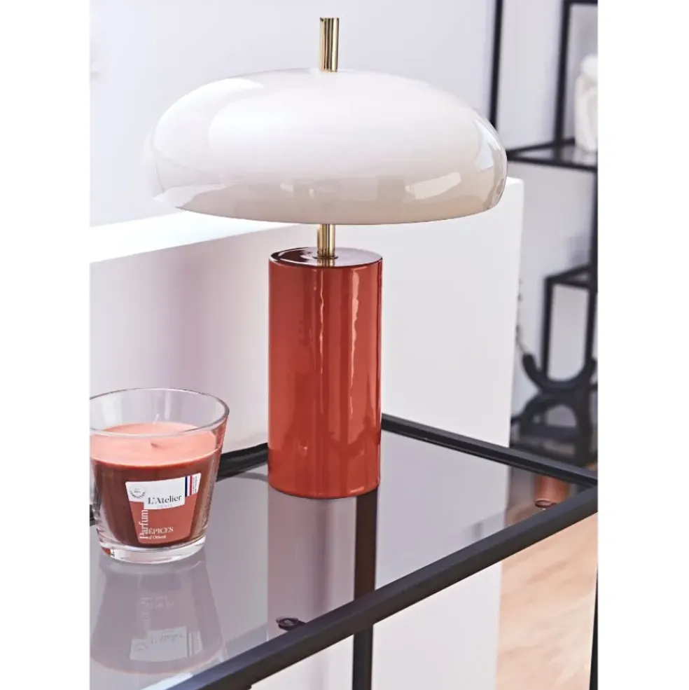 Lampe champignon en fer orange d30xh40cm - Arty