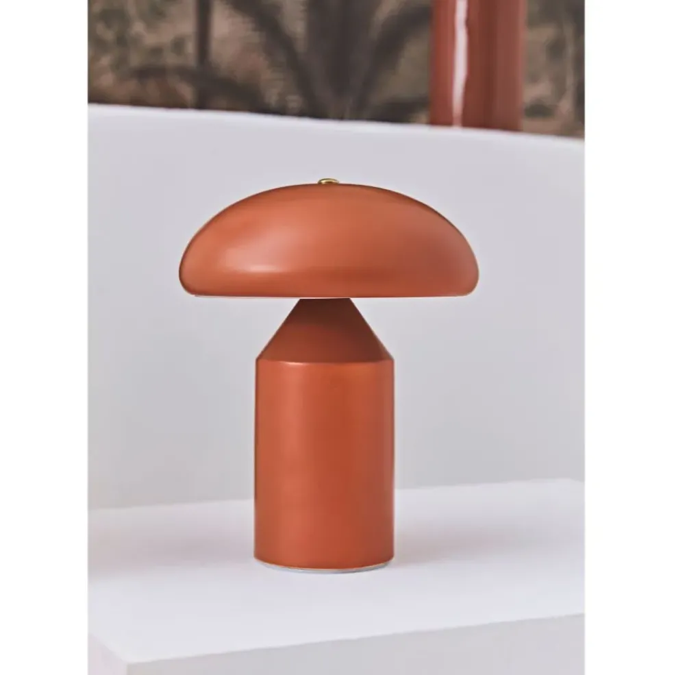 Lampe champignon tactile en fer terracotta h23cm - Arty