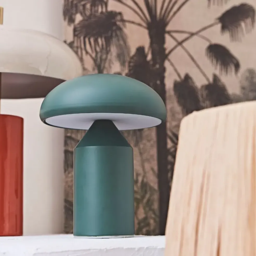 Lampe champignon tactile en fer vert h23cm - Arty