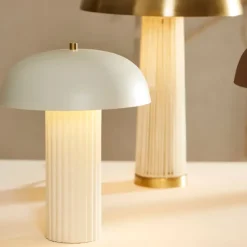 Lampe champignon vintage en fer h38cm blanc - Arty