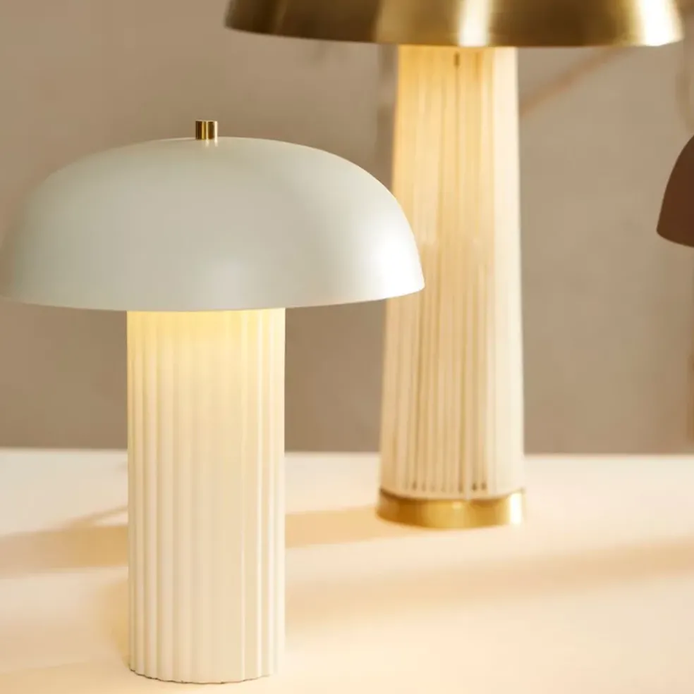 Lampe champignon vintage en fer h38cm blanc - Arty
