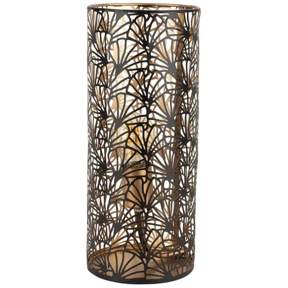 Lampe cylindre en fer h36cm noir et doré - flaural