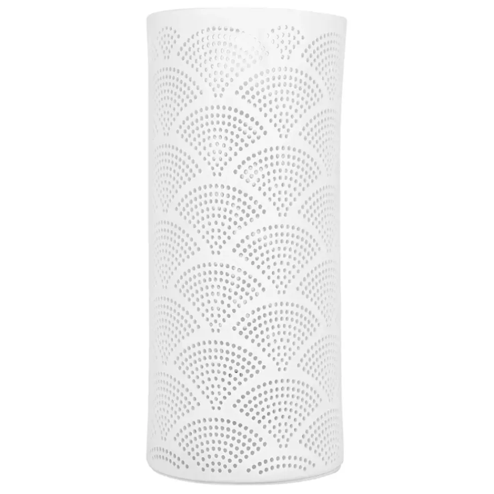 Lampe cylindre en porcelaine h27.5cm blanc - mandarin