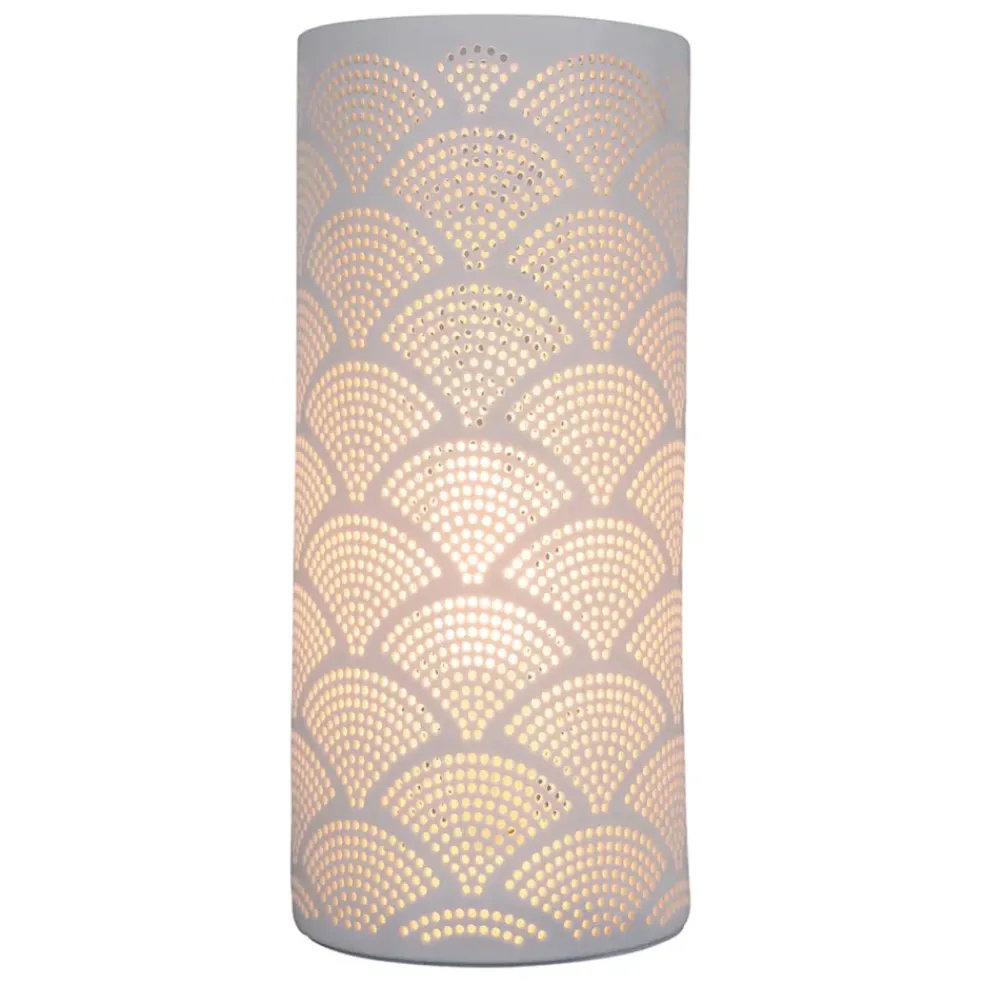 Lampe cylindre en porcelaine h27.5cm blanc - mandarin