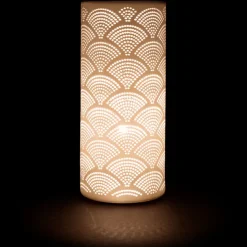 Lampe cylindre en porcelaine h27.5cm blanc - mandarin