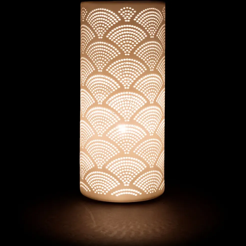 Lampe cylindre en porcelaine h27.5cm blanc - mandarin