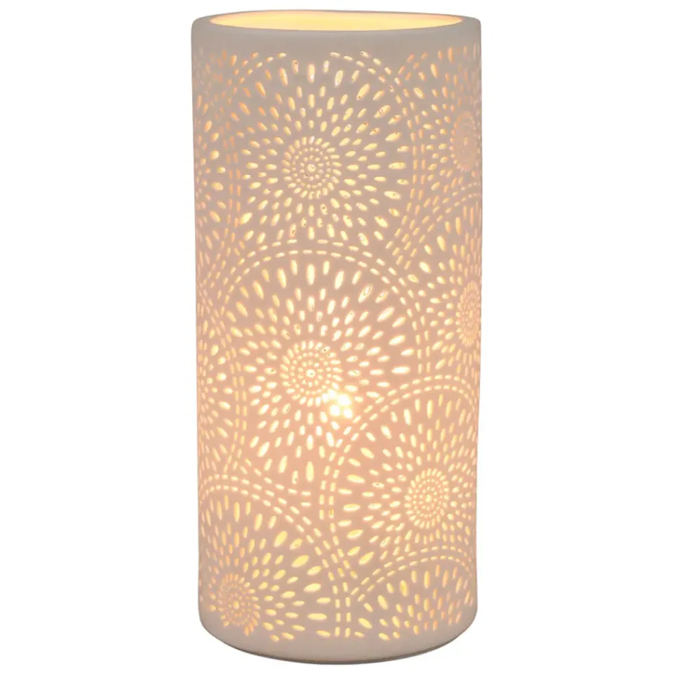 Lampe cylindre rosace Blanc en Porcelaine
