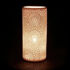 Lampe cylindre rosace Blanc en Porcelaine