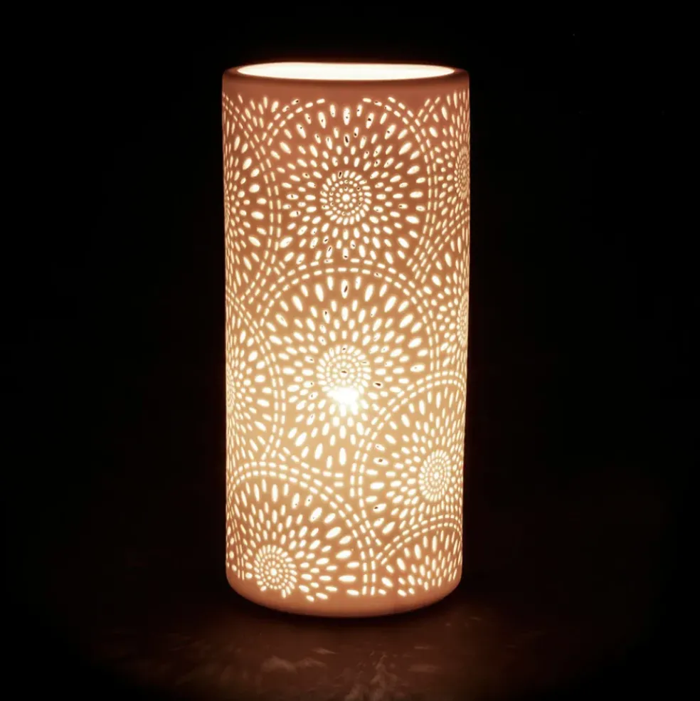 Lampe cylindre rosace Blanc en Porcelaine