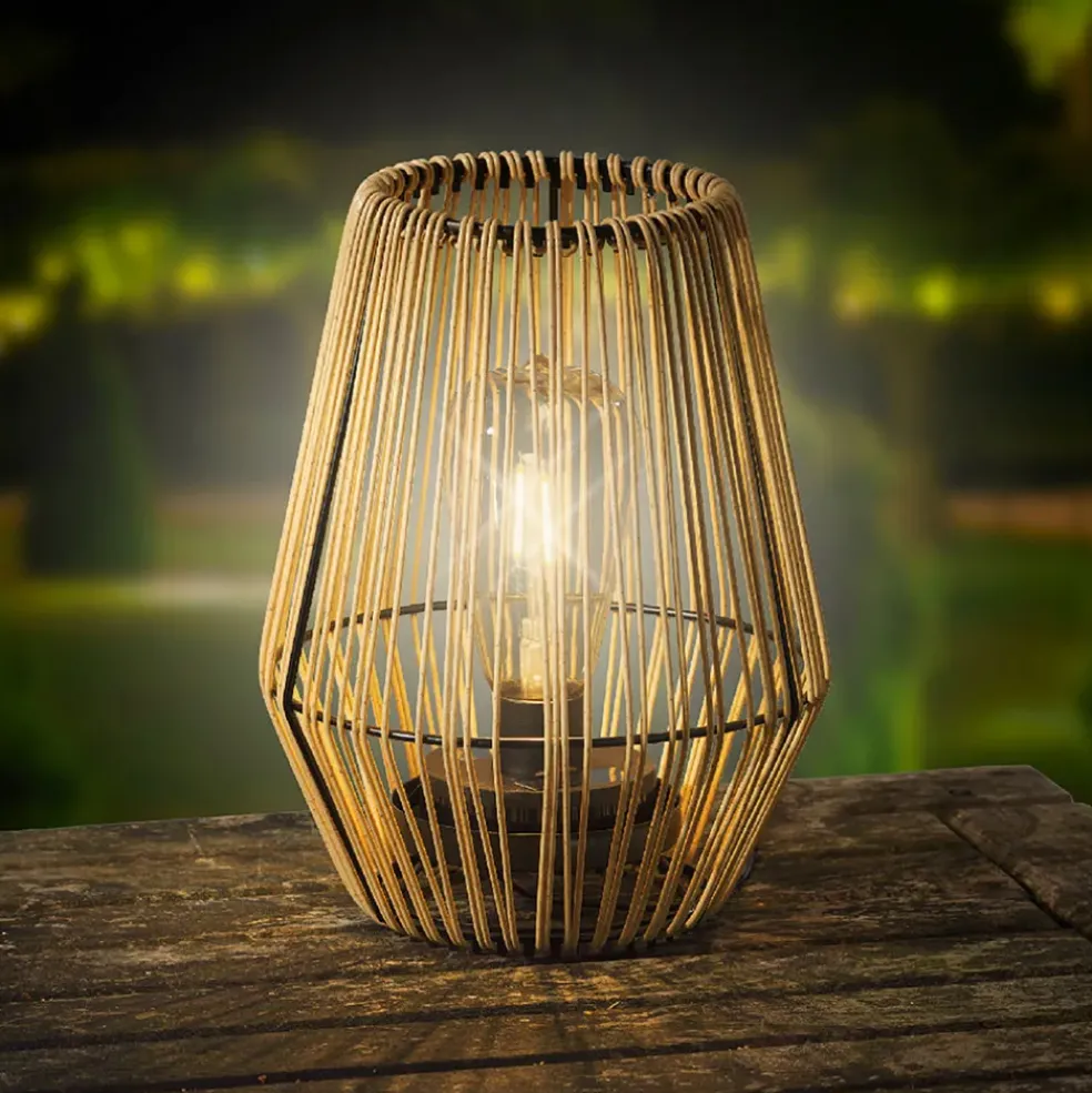 Lampe d'extérieur en résine tresée naturel h23cm