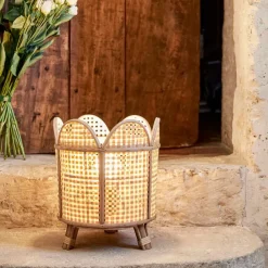 Lampe en bambou et sapin naturel h30cm - Ladret