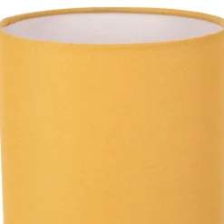 Lampe en bois d'hévéa et coton naturel et moutarde h24cm - Filen