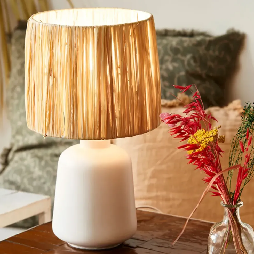 Lampe en céramique blanche h34cm - Paros