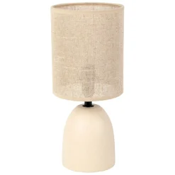 Lampe en céramique écru et lin naturel - Jadea