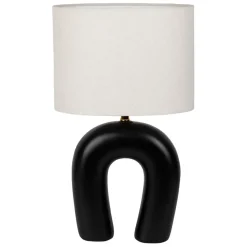 Lampe en céramique ecru et coton noir h45cm - Organic