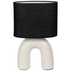 Lampe en céramique et coton ecru et noir h34.5cm - Organic