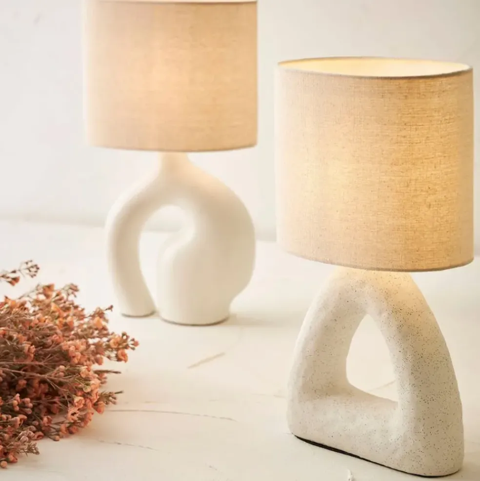Lampe en céramique et coton blanc h38cm - Organic