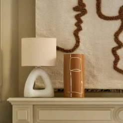 Lampe en céramique et coton blanc h38cm - Organic