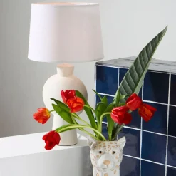 Lampe en céramique et lin écru h52cm - Klosen