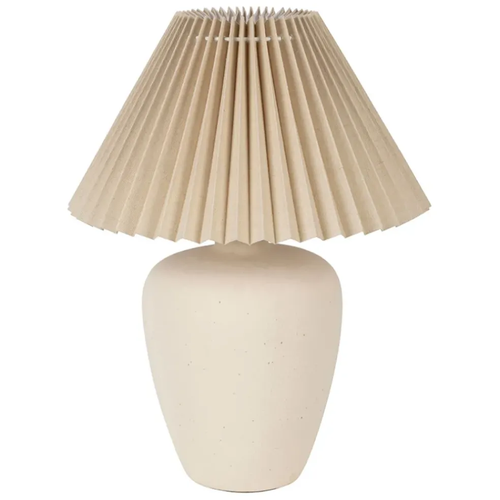 Lampe en céramique et lin écru h40cm - Greeka