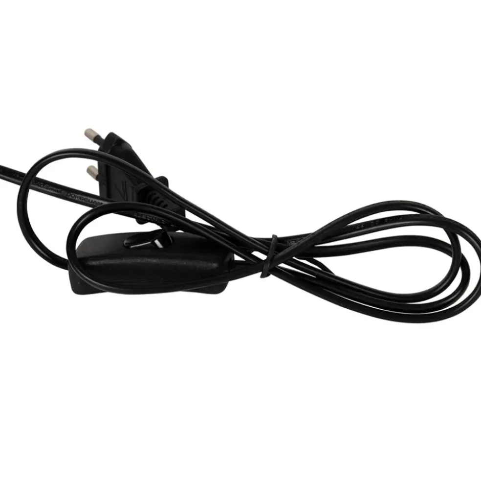 Lampe en céramique et lin noir et écru h35cm - Eterra