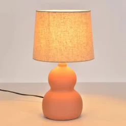 Lampe en céramique et lin terracotta h38.5cm - Dryade