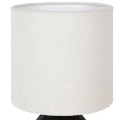 Lampe en céramique et lin noir et écru h26cm - Minimal
