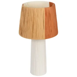 Lampe en céramique et raphia écru h48cm - Lignes