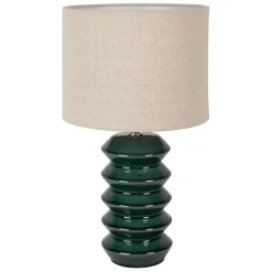 Lampe en céramique émeraude et lin h40cm - Verda